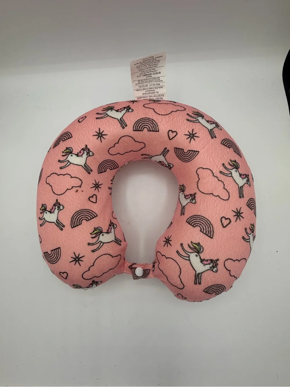 Mystic Apparel Pink Unicorn Rainbow Travel Neck Pillow Plush Foam Cushion